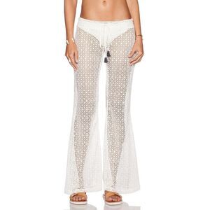 BETTINIS Crochet Flare Pants White Bone Swimsuit Suit Beach Cover Up Revolve S
